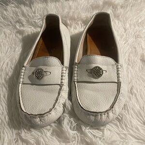 Coach White Leather Loafers with Silver Accent